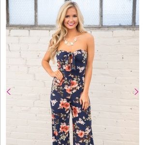 Pink Lily Floral Jumpsuit